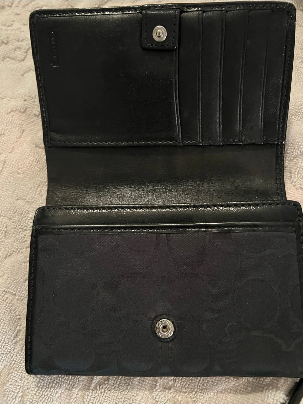 Coach Ashley Signature Pleat Wallet Black